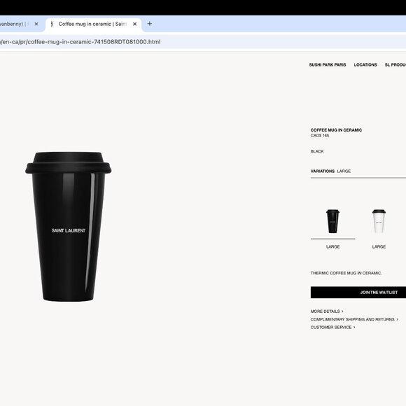 SAINT LAURENT Coffee mug in ceramic; size = large - Picture 5 of 5